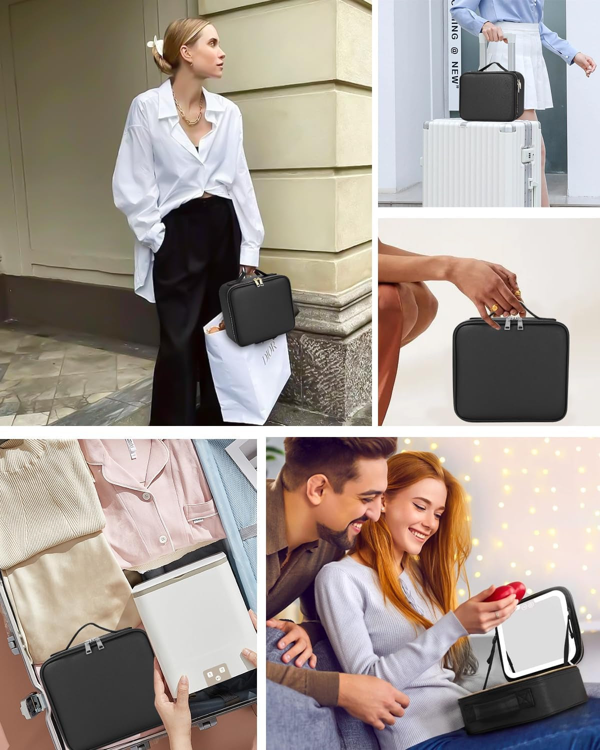 Maletín de Maquillaje con Espejo LED 3 Tonos | Luminier Paris - Organizador Portátil de Lujo