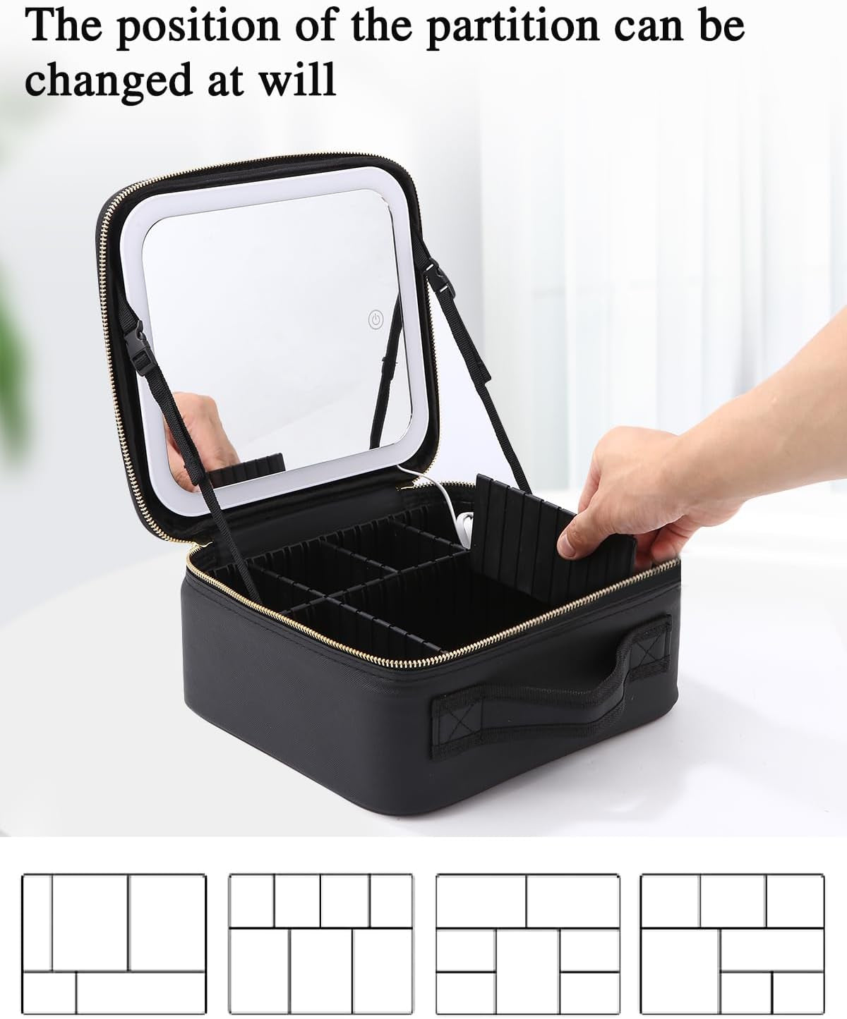 Maletín de Maquillaje con Espejo LED 3 Tonos | Luminier Paris - Organizador Portátil de Lujo